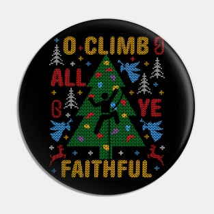 Funny Rock Climbing Ugly Christmas Sweater Party Funny Rock Climbing Pin