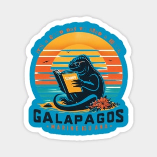 It's a good day to read a book. Marine iguana of galapagos  islands Magnet