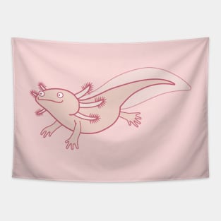 Axolotl Mexican Salamander Illustration in Pink Tapestry