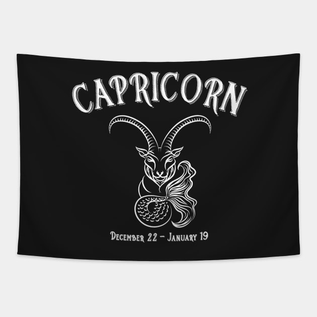 Capricorn Zodiac Sign Tapestry by letnothingstopyou