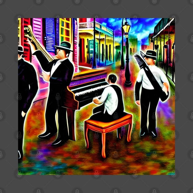 Musicians Playing In The French Quarter Of New Orleans by Musical Art By Andrew