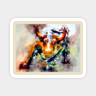 Watercolor Wall Street Bull Magnet