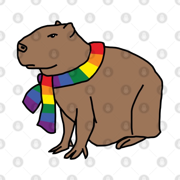 Capybara and Rainbow Pride Flag Scarf by ellenhenryart