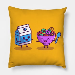 Happy Milk And Cereal Pillow