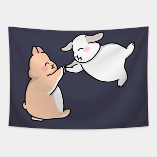 Happy Couple Fat Rabbit Tapestry