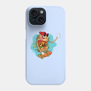 Cool hamburger riding a skateboard Phone Case