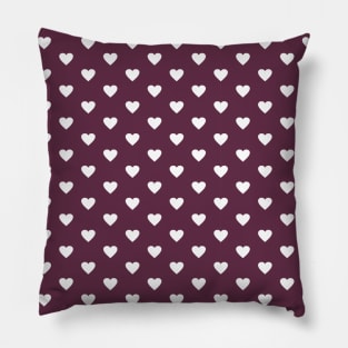 Mulberry Purple and White Heart Pattern Pillow