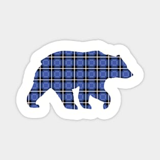 Blue Plaid Bear Magnet