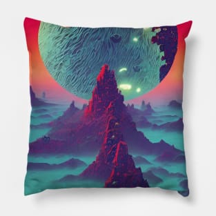 Ice Moon Over Red Spires Pillow