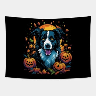 Border Collie Halloween Tapestry