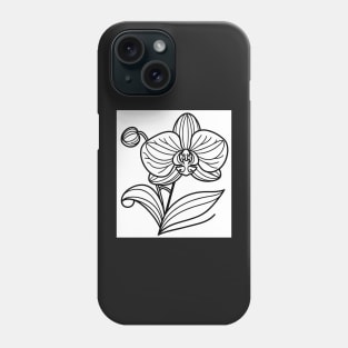 Black And White Orchid Design Phone Case