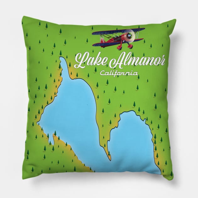 Lake Almanor California USA map Pillow by nickemporium1