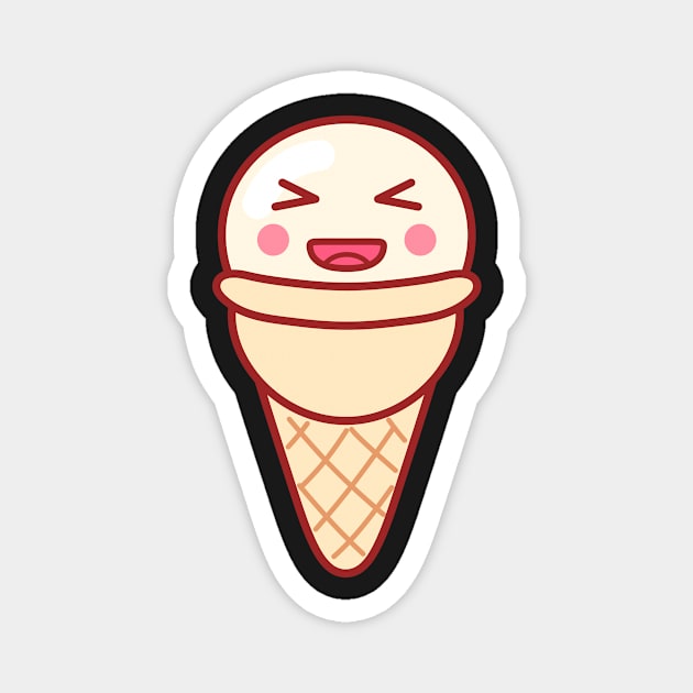 Laughing Ice Cream Emoji Minimal Magnet by lightsonfire