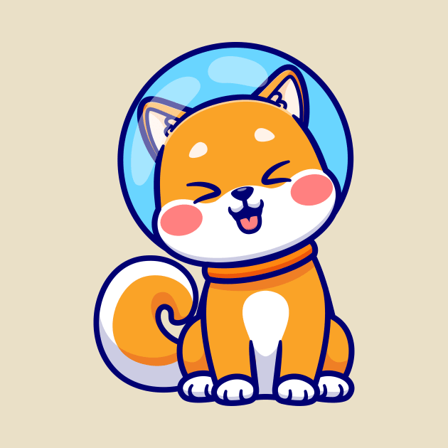 Cute Shiba Inu Dog Astronaut Sitting Cartoon by Catalyst Labs