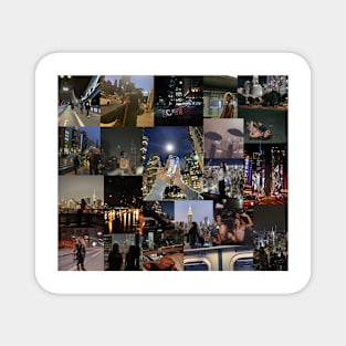 city night life aesthetic collage Magnet