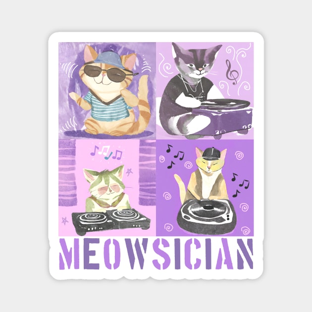 DJ Cat Meowsician Magnet by Magitasy