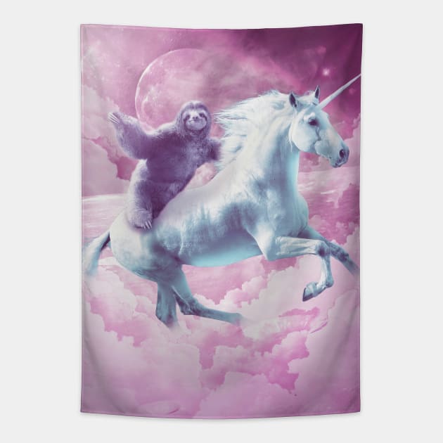 Epic Space Sloth Riding On Unicorn Tapestry by Random Galaxy