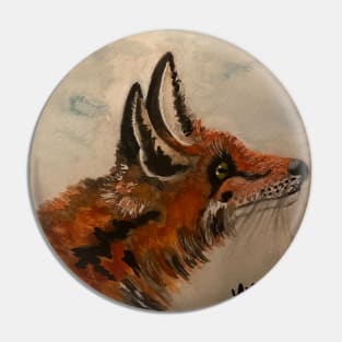 Curious fox above cloudy sky - hand drawn watercolor artwork Pin