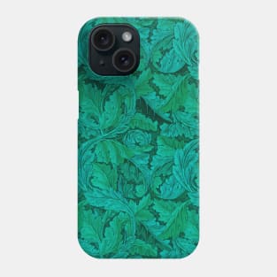 Vintage Victorian Wallpaper Remix - Turquoise Foliage Pattern Phone Case