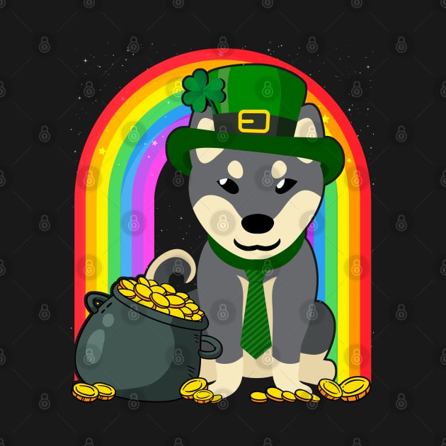 Shiba Inu Rainbow Irish Clover St Patrick Day Dog Gift print by theodoros20