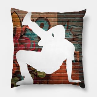 Break Dancer on Graffiti Background 12 Pillow