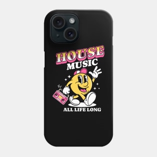 HOUSE MUSIC  - Retro Mascot All Life Long (white/pink) Phone Case