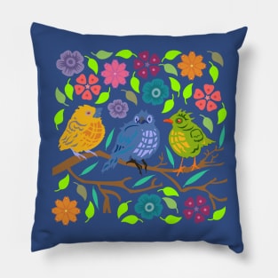 Three Birds on a Branch Pillow