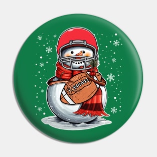 Vintage American Football Snowman Christmas Pin