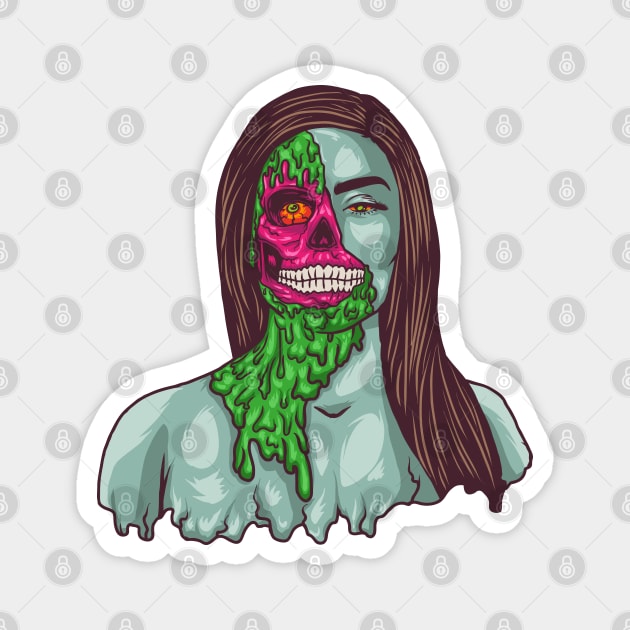 melting zombie face Magnet by vaktorex