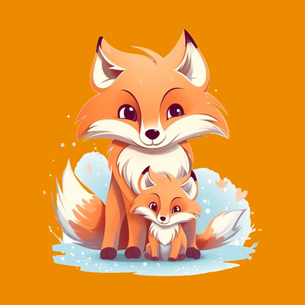 Mama Fox and Cute Baby Fox by Chris Castler