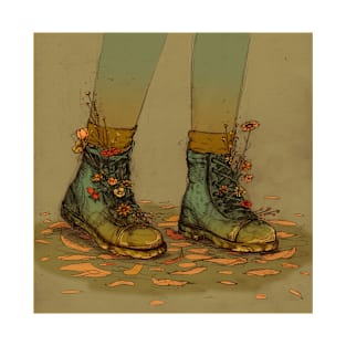 Flower Boots - PopSurrealism Illustration by Chrysta Kay T-Shirt