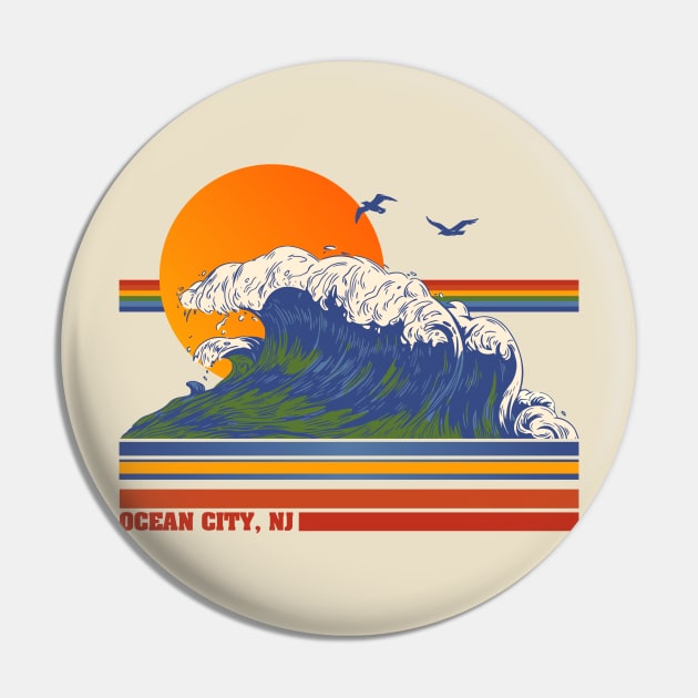 Retro Ocean City NJ 70s Style Tourist Souvenir Pin by darklordpug