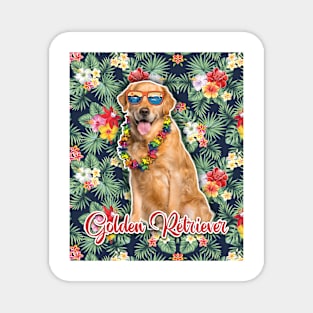 Golden Retriever Summer Funky Hawaiian Magnet