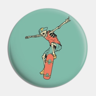 Retro Skater Skeleton Pin