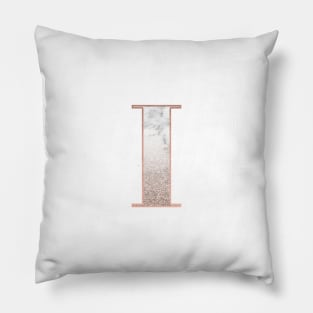 Monogram rose gold glitter marble I Pillow