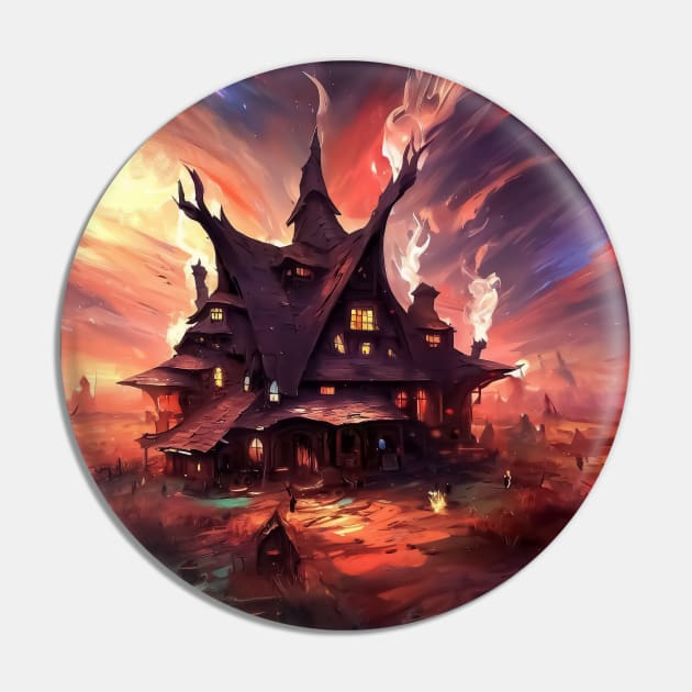 Spooky haunted house Pin by TomFrontierArt