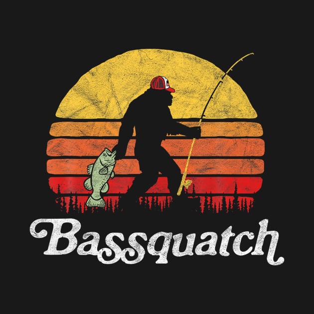 Bassquatch Funny Bigfoot Fishing Outdoor Retro by Danielss