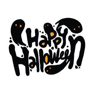 Happy Halloween Ghosts Modern Text T-Shirt