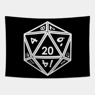 Transparent D20 Dice (White Outline) Full Size Tapestry