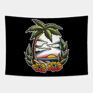 Paradise Beach Tattoo Design Tapestry