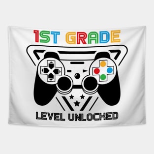 1st Grade Level Unlocked Video Gamer Back to School Boys Tapestry