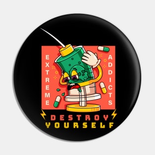 Destroy yourself, depression syringe cartoon Pin