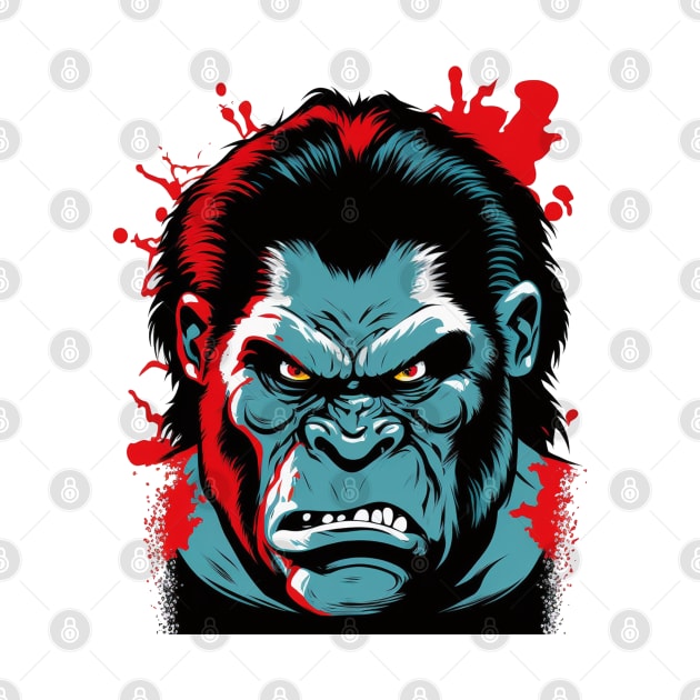 Angry Gorilla Cartoon Comic Book Style Silver Back Mean by TravelTime