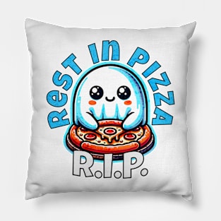 RIP Rest in Pizza - Cute Ghost with Pizza Pillow