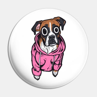 Boxer Dog Pink Hoodie Pin