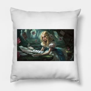 Alice in Wonderland. "Tea Party with the Mad Hatter and the Cheshire Cat" Pillow