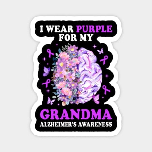 I Wear Purple For My Grandma Alzheimer's Awareness Brain Magnet