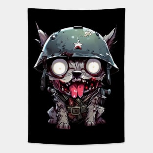 Spooky zombie dog soldier Tapestry