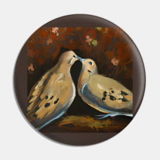 Kissing Mourning Doves Painting Pin