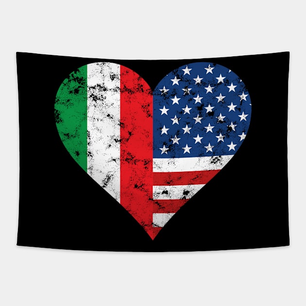 Italy USA Heart Flag for Italian Americans Tapestry by c1337s